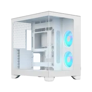 Fractal Design Fractal Design Pop 2 Vision White RGB – Dual-Chamber Case with Glass Panels, 4 RGB Fans White